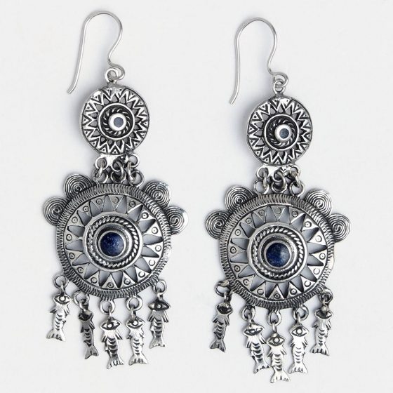 Cercei candelabru din argint și lapis lazuli, lucrati manual in India, un cadou special de Ziua Femeii