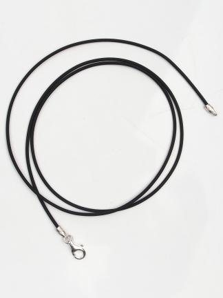 Șnur negru din cauciuc natural și argint 50 cm Lucca, Italia