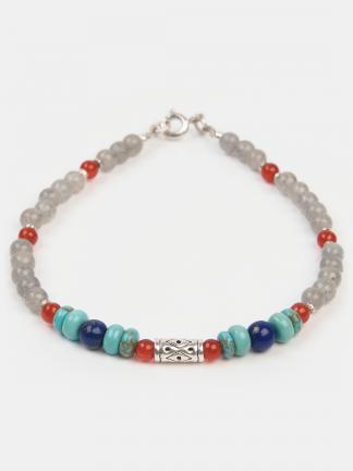 Brățară din labradorit, lapis lazuli, carneol, haolit și argint Nisha, India