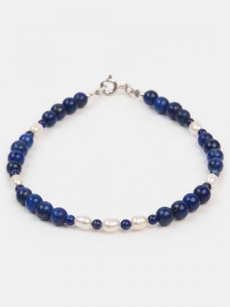 Brățară din lapis lazuli, perle naturale și argint Tanisha, India