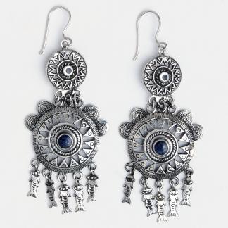 Cercei candelabru argint și lapis lazuli Madhya, India