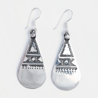 Cercei lungi Fezzan, argint gravat, Niger