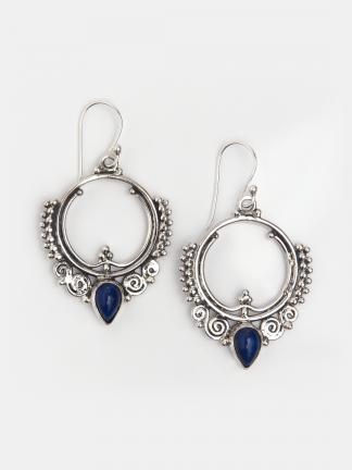 Cercei statement argint și lapis lazuli Malha, India