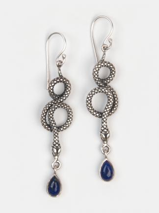 Cercei șarpe din argint și lapis lazuli Nagat, India