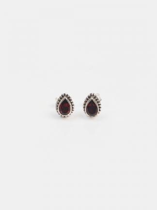 Cercei din argint și granat fațetat Yoni, India