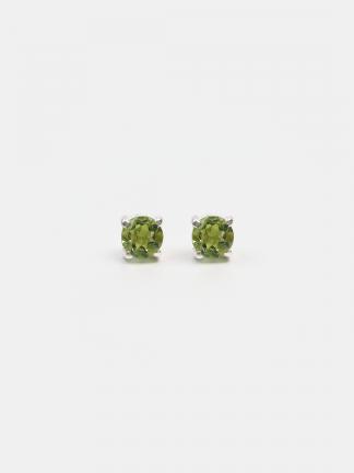 Cercei cu șurub din argint și peridot fațetat Nayar, India