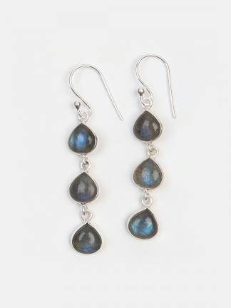 Cercei din argint și labradorit Saraswati, India