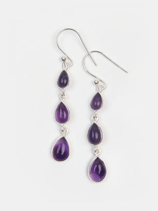 Cercei din argint și ametist Saraswati, India