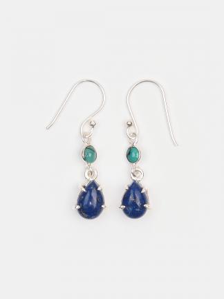 Cercei din argint cu lapis lazuli și turcoaz Kumari, India