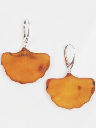 Cercei unicat din argint și chihlimbar Gingko, Lituania