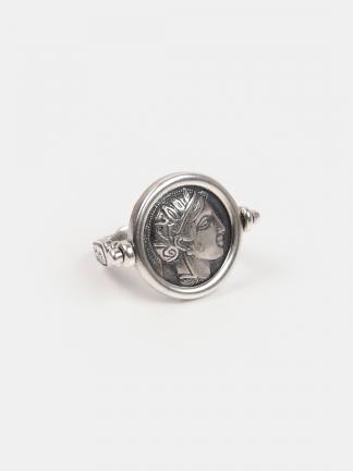 Inel monedă din argint Athena, Grecia