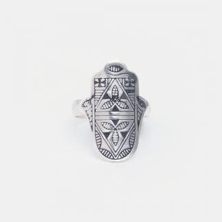Inel amuletă hamsa din argint, Niger
