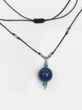 Colier din lapis lazuli, turcoaz și argint Adithi, India
