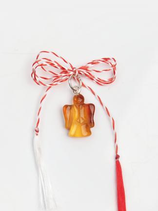 Mărțișor îngeraș din argint și chihlimbar