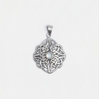 Pandantiv nod celtic Dara, argint și sidef