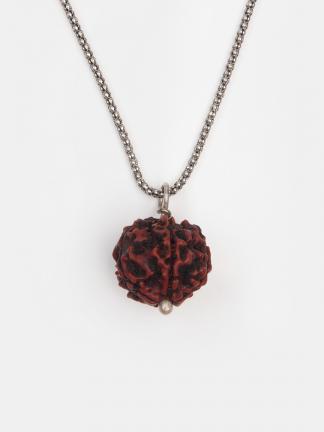 Amuletă rudraksha pe lănțișor din argint, India