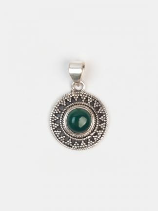 Pandantiv din argint și agat verde Amit, India