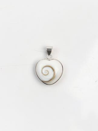 Pandantiv inimioară din argint și scoică Ochiul lui Shiva, India