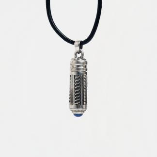 Talisman din argint Izad cu lapis lazuli și șnur de piele, India