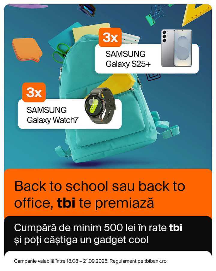 Câștigă un Smartphone sau un Smartwatch Samsung cu TBI bank!