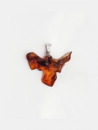 Cruciuliță unicat din chihlimbar natural cu anou din argint, Lituania