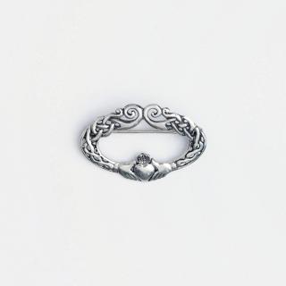 Broșă argint simbol nod celtic Claddagh