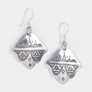 Cercei amuletă hamsa din argint Dirkou, Niger