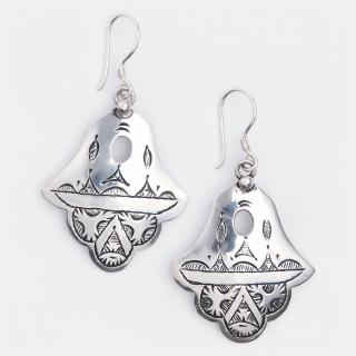 Cercei amuletă hamsa din argint Kamango, Niger
