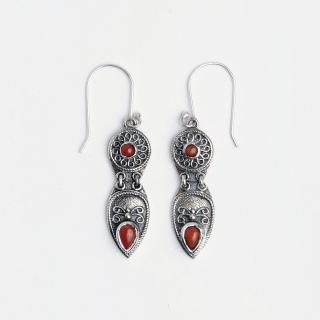 Cercei argint și coral Vajasani, India