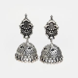 Cercei din argint jhumka Chattra, India