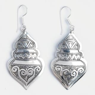 Cercei lungi Azalai, argint gravat, Niger
