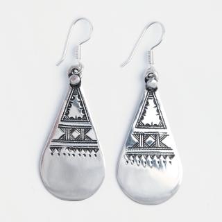 Cercei lungi Fezzan, argint gravat, Niger