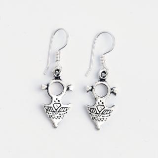 Cercei mici cruce tuaregă, argint gravat, Niger