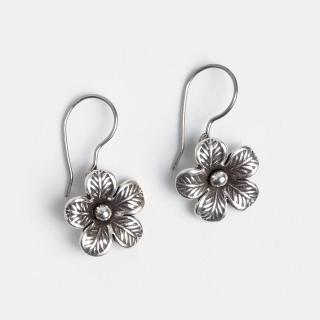 Cercei mici hibiscus din argint, Thailanda