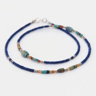 Colier din argint, lapis lazuli, turcoaz și agată Ko Kradan, Thailanda