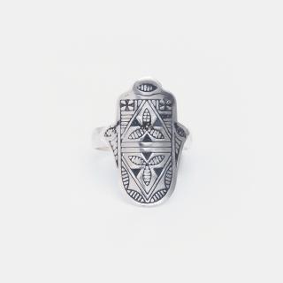 Inel amuletă hamsa din argint, Niger