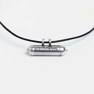 Talisman din argint Om Mani Padme Hum cu șnur de piele, Nepal